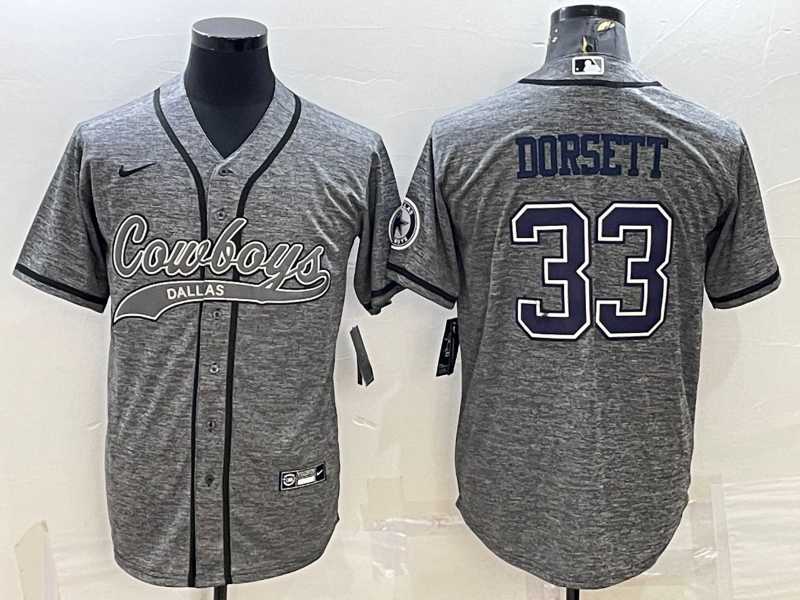 Men%27s Dallas Cowboys #33 Tony Dorsett Grey Gridiron With Patch Cool Base Stitched Baseball Jersey